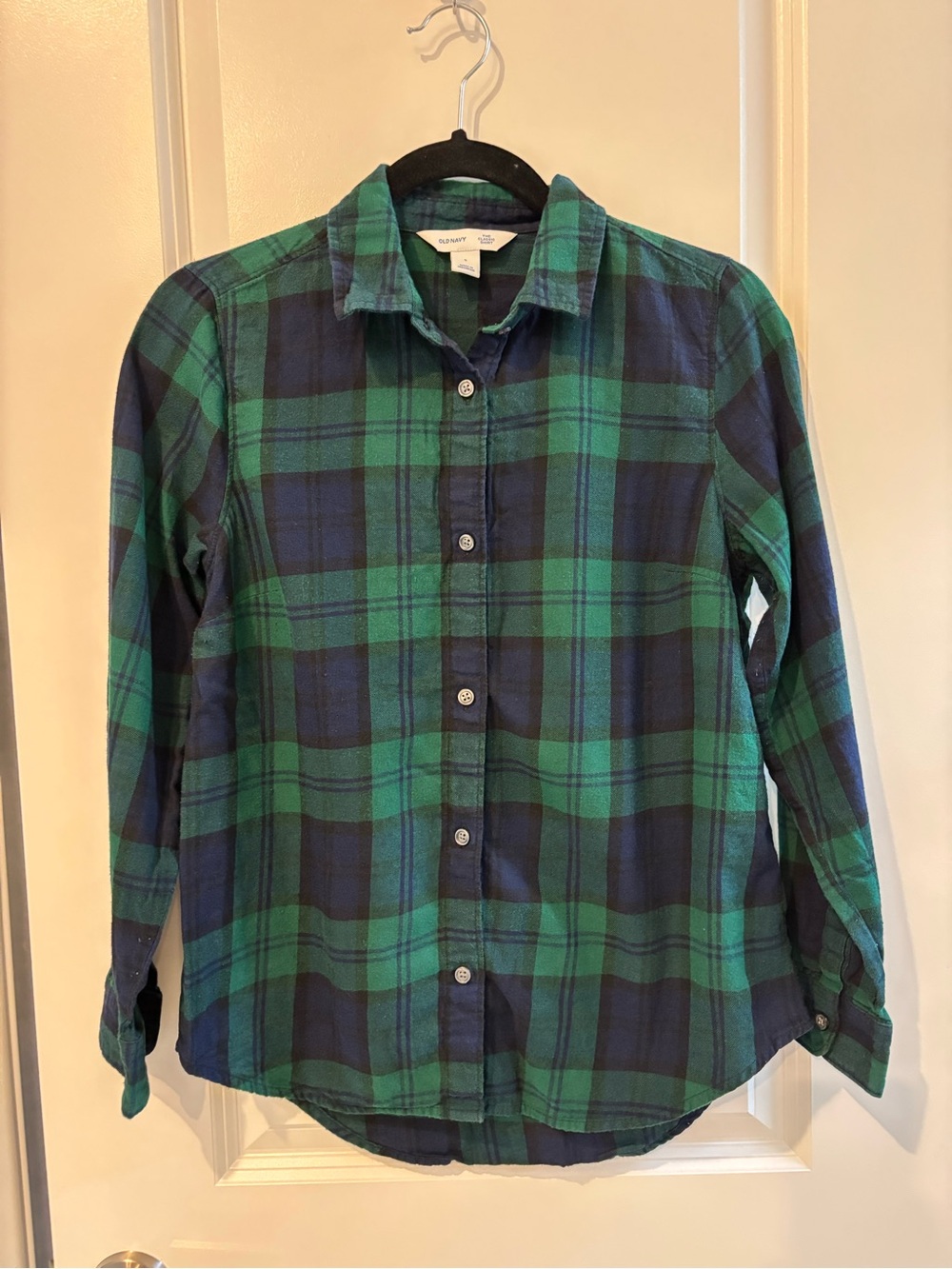 Old Navy Long-Sleeve Plaid Flannel Shirt - Navy/Green